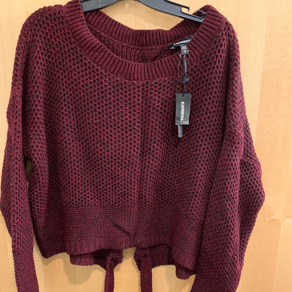 Cropped lace back sweater